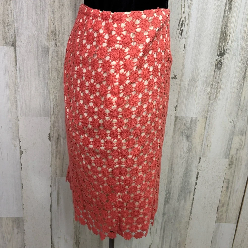 Talbots Coral Eyelet Pencil Skirt - Picture 8 of 10